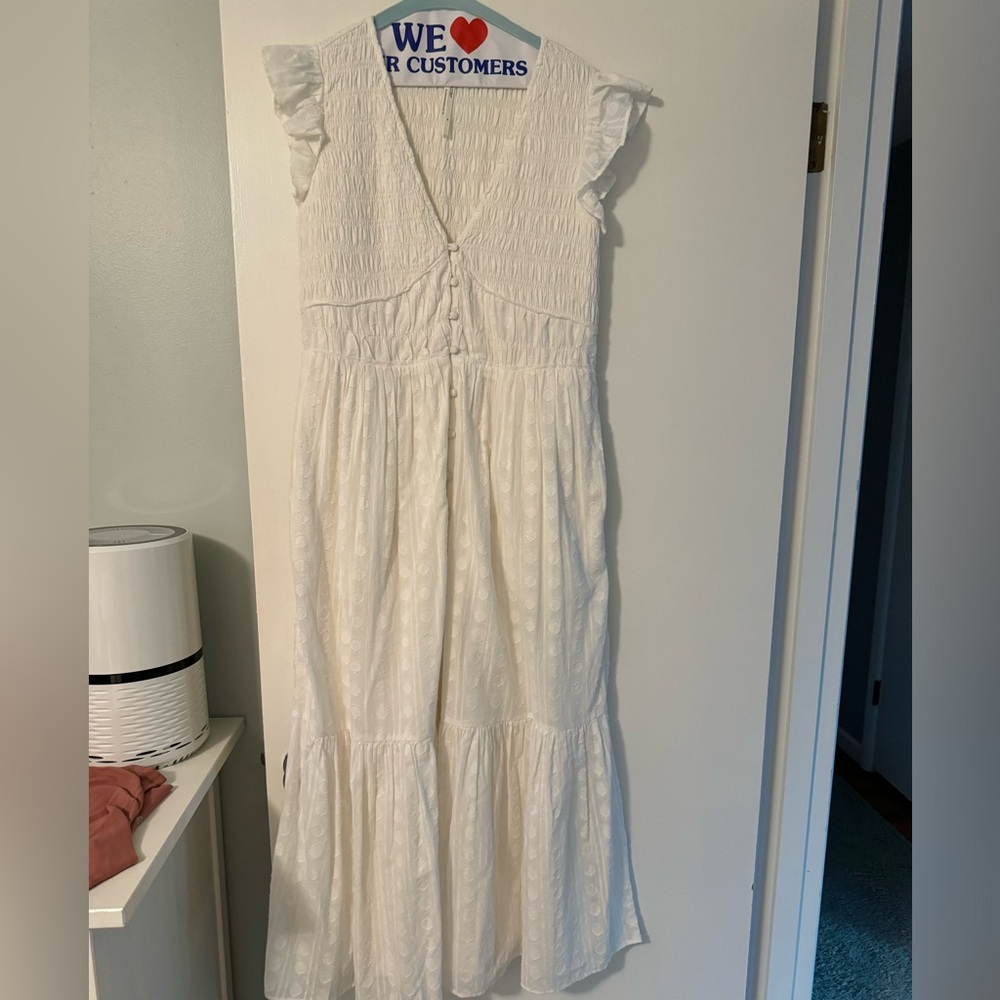 Anthropologie white peasant dress- size medium